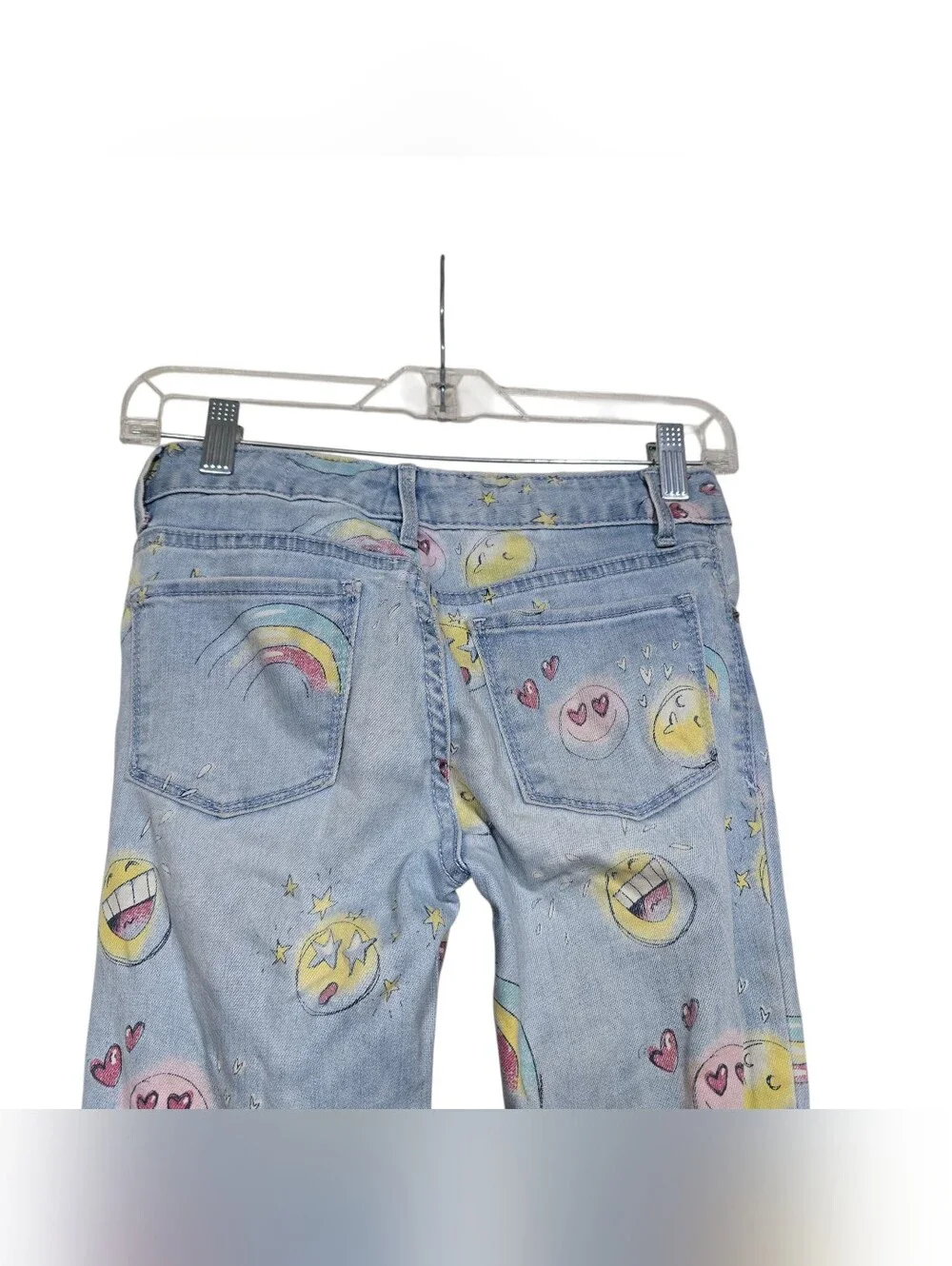 Gap Denim Happy Face Jeans Girls Blue Yellow Pink Heart Eyes 12 - Picture 3 of 6
